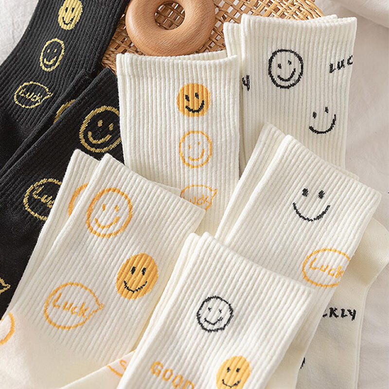 Lucky Smile Crew Socks Women s Socks 4-Pack Black polka dots