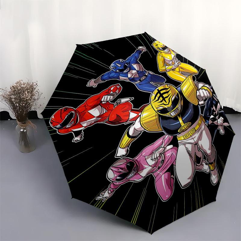 1pc Power Rangers Umbrella, Automatic Opening, Portable 3-Fold Design, 8-Rib Iron Frame, Outdoor, Perfect Gift for Fans, Travelers, Daily Use, Festiva