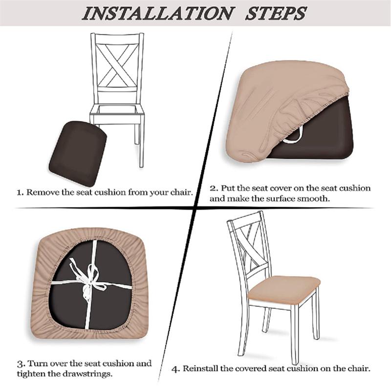 1Pc Elastic Dining Chair Seat Covers Jacquard Stretch Chair Cover Removable Seat Cushion Slipcover For Home Party Cafe