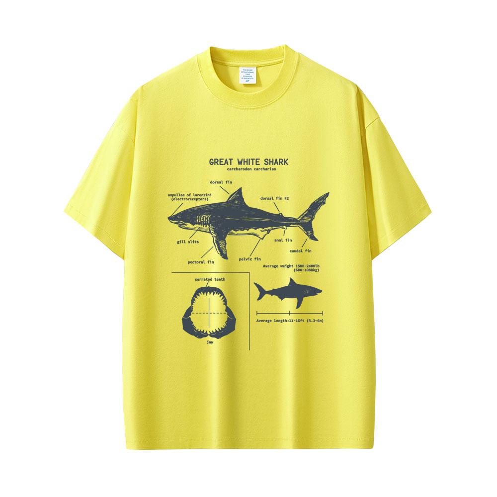 Marine Animals Great White Shark Anatomy Graphic Tshirt Men Women Casual Oversized Streetwear Mens Fashion Vintage T Shirts