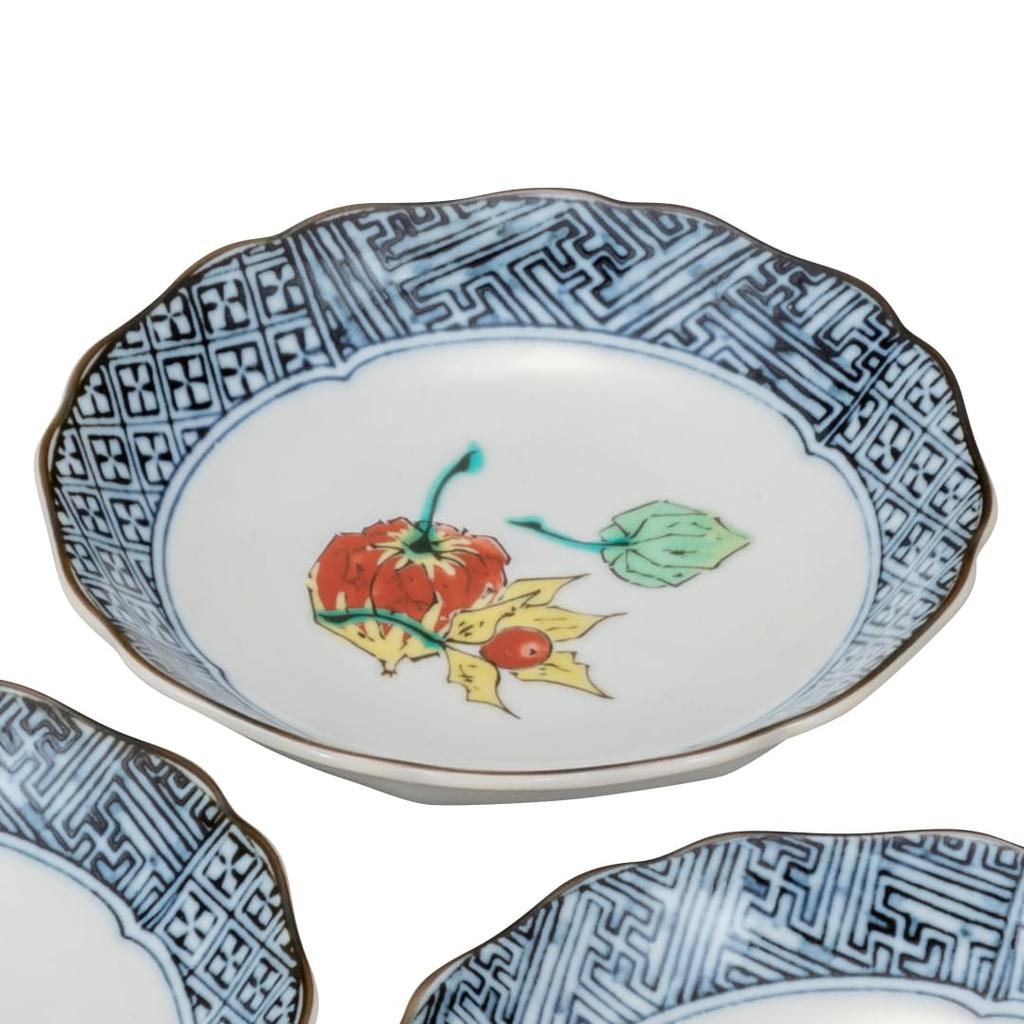 Kutani ware Iwataya Plate set Fruit picture variation "Kutani ware" (4.2 size) K8-32