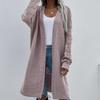 IHUASU Autumn and Winter Long Cardigan Solid Colour Women's Knitted Fashion Sweater