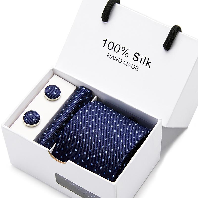 Men'S Tie Gift Box 5-Piece Set Tie Pocket Towel Scarf Cuff