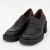 Mocassins noir à talons carrés cuir Femme ELVIO ZANON