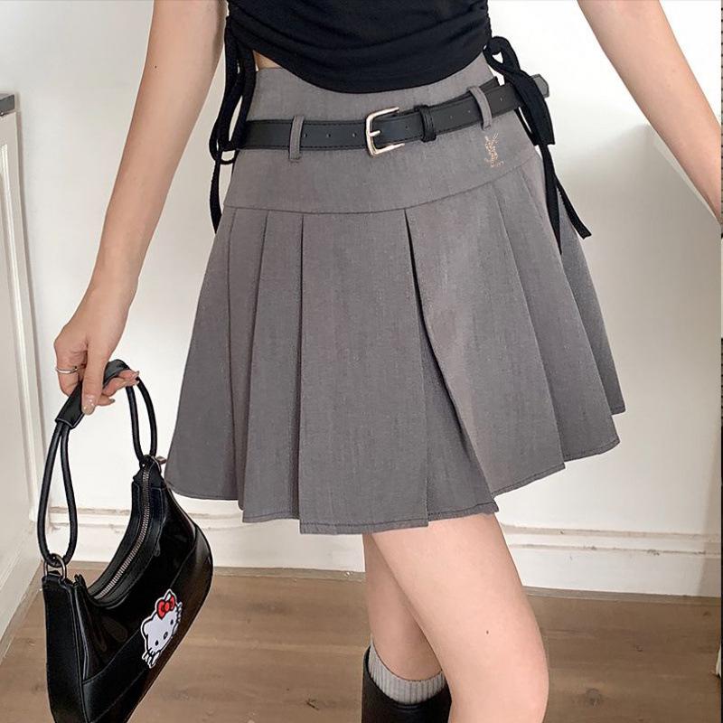 Women s Petite High-Waisted A-Line Summer Pleated Skirt - Solid Color, Slimming & Hip-Hugging, Anti-Exposure Design, 2025 L белый