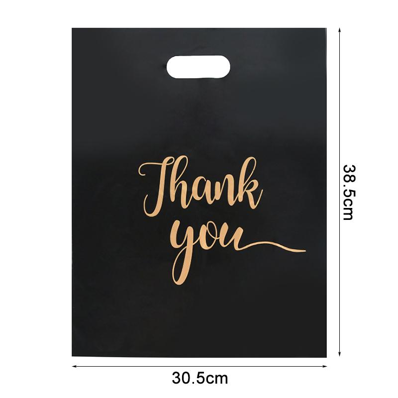 10Pcs Black Thank You Gift Bag Birthday Bachelorette Party Wedding Gift Packaging Plastic Bag Decoration Small Business Supplies