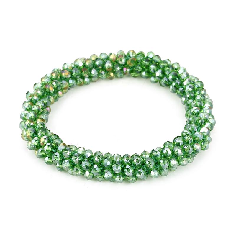 

Korean Fashion Crystal Beads Bracelet & Hair Rope for Women Dual-Use Accessories Jewelry Colorful Elastic Rope Bracelets Bangles