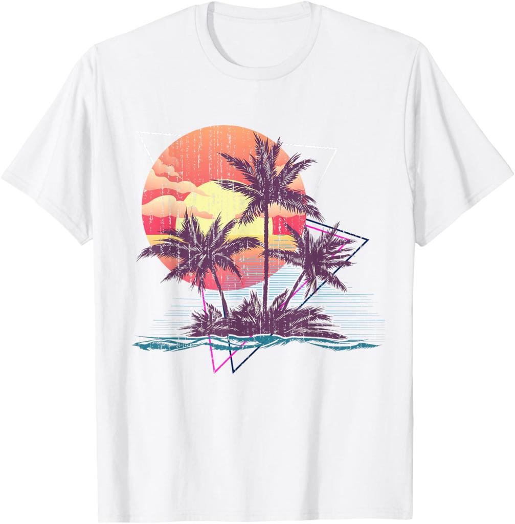 Retro Palm Trees Beach Sunset Tropical Summer TShirt