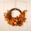 Fall Wreath Eye Catching Unique Artificial Maple Leaf Pumpkin Wreath for Home Front Door Decor