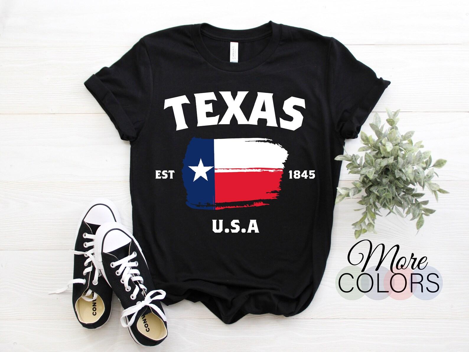 Texas Est 1836 Flag Gift USA T-Shirt, American State Texas Home Town Houston State Souvenir Tee, Parties Costume Shirt, Present Birthday 150