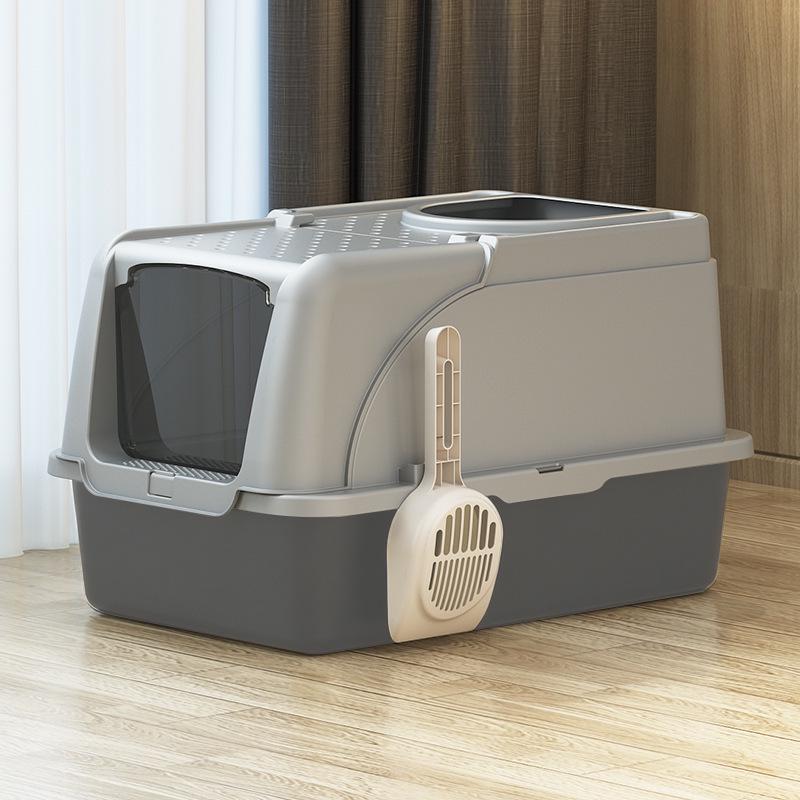 

Meow & Cross-Border Stainless Steel Cat Litter Box with Flip Lid, Anti-Splash Design with Raised Edge, and Non-Stick Base. Box of 6 Units