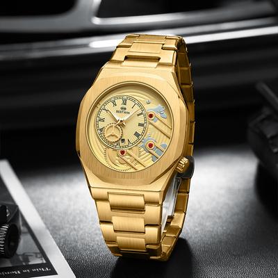 Fashion Alloy Men's Watch Three-dimensional Dial Steel Band Business Watch