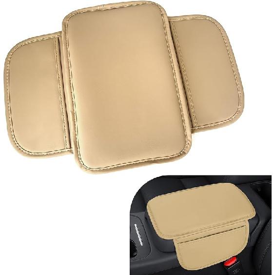 Car Center Console Cover, Leather Armrest Cover Cushion With 2 Storage Bags, Soft Centre Console Protector Covers, Universal Car Interior