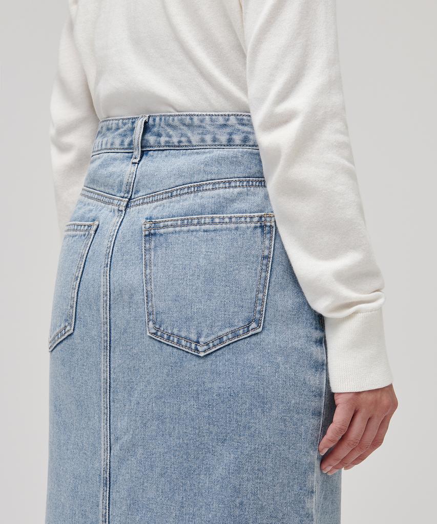Musinsa Standard Woman Women'S Denim Midi Skirt [Light Indigo]
