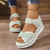 New Large-sized Thick-soled Sandals, Women's Flat Velcro Beach Shoes