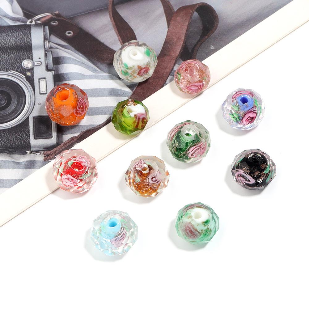 10 Pcs Japanese Millefiori Faceted Goldstone Glass Abacus Beads for DIY Jewelry