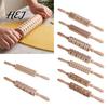 Decorative Wood Rolling Pin Christmas Pattern Engraved Pin, Non-slip Wooden Handle Dough Theme Roller Roller, Kitchen Tool for Baking Embossed Cookies