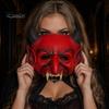 Long Lasting Halloween Costume Demon Foam Masque, Red Devil Scary Half Face Masque for Cosplay, Costume, Masquerade Party Accessories Dark Atmosphere