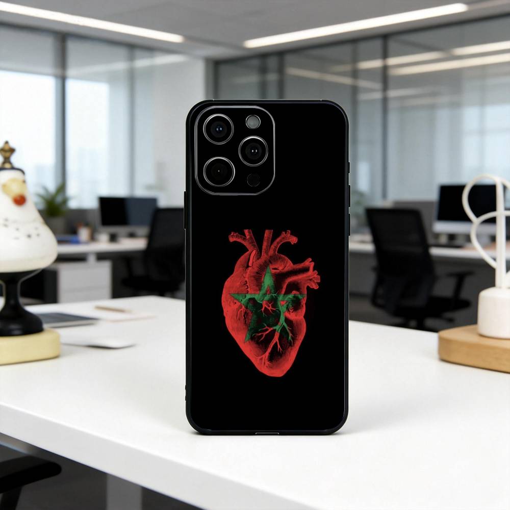 

M-Morocco F-Flag ART Phone Case For iPhone 17, 16,15,14,13,12,11 Plus,Pro Max, Others Soft Black Cover iPhone12