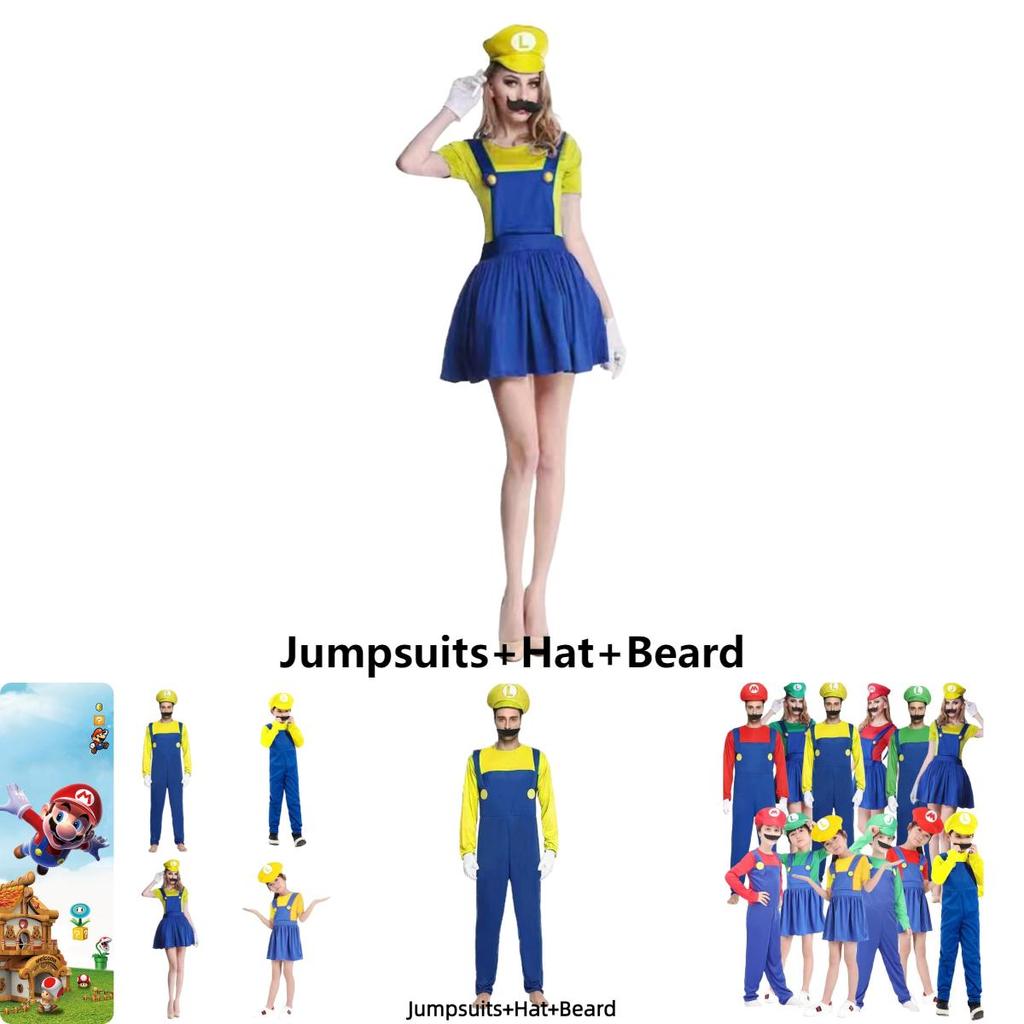 Family Cosplay Costume Super Mario Theme For Parents And Kids