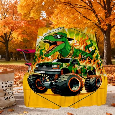 Dino Truck Fire Outdoor Flannel Blankets, Outdoor Travel, Home Blankets, Fan Gifts,Suitable for All Seasons, Christmas Gifts. R1127184