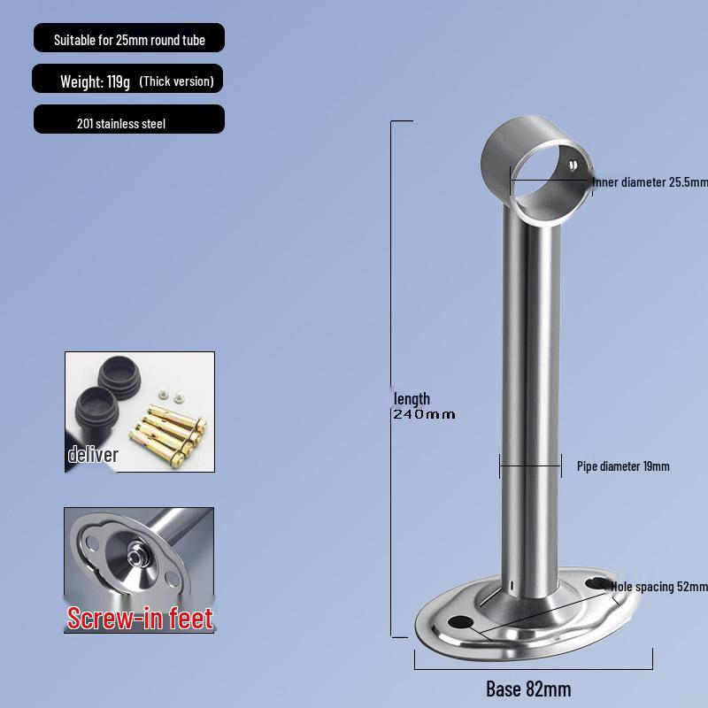 Stainless Steel Ceiling-Mounted Clothes Drying Rod with Flange Base