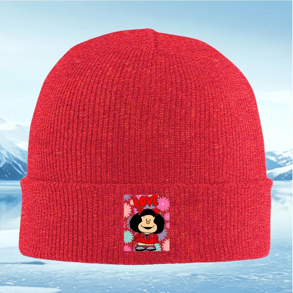 Cute Character Love with Flower Design Unisex Women Unisex Knitted Hat Beanie Pullover Cap Winter Thermal Warm Christmas Outdoor Cy