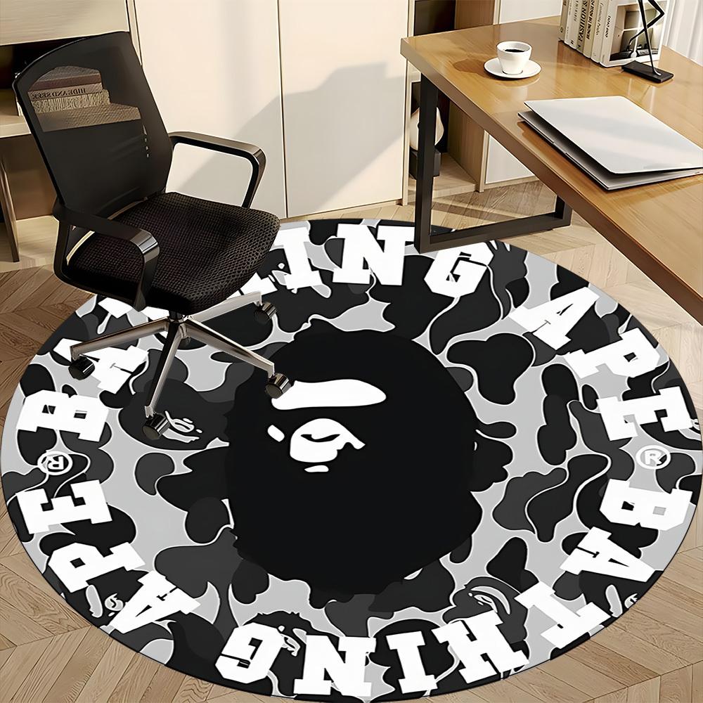 1 τεμ. Bape Camo Στρογγυλό Χαλί Γραφείου Ζώνης, Εσωτερικό Πατάκι Κατάλληλο Για Γραφείο, Κάτω Από Καρέκλες Γραφείου Υπνοδωμάτιο Σαλόνι Διακόσμηση Σπιτιού, Διακόσμηση Δωματίου