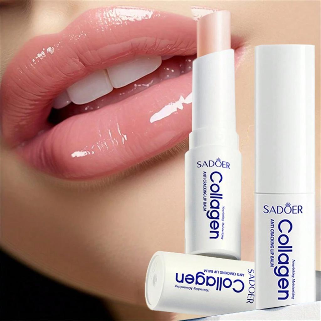 1 Stück Kollagen Anti-Riss Lippenbalsam Reduziert Lippenfältchen Verhindert Schälen und Rissbildung Feuchtigkeitsspendend und Hydratisierend Hellt den Lippenhautton auf