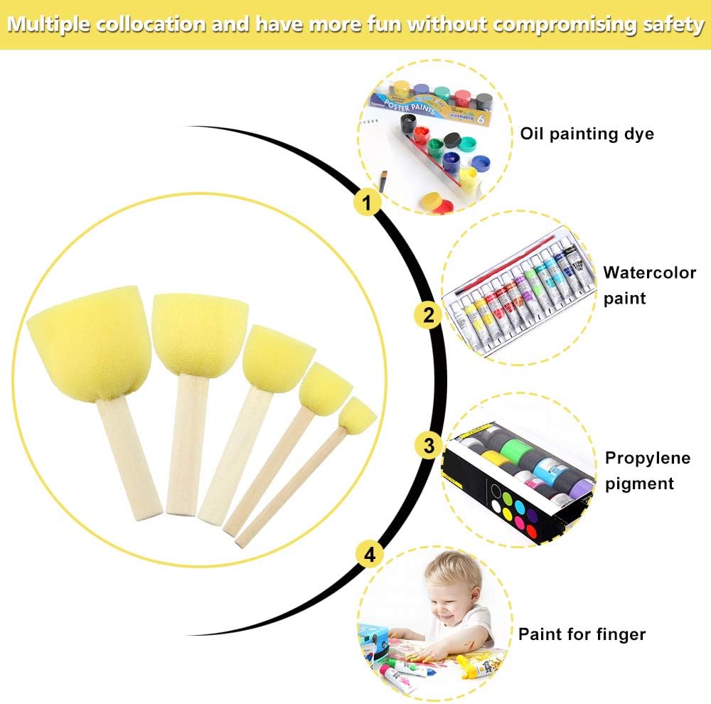 5 Größen Schaumpinsel Schwammpinsel Runder Schwamm Stippler Malwerkzeuge Runde Schwämme Pinsel für Kinder Graffiti Kunsthandwerk DIY Malen