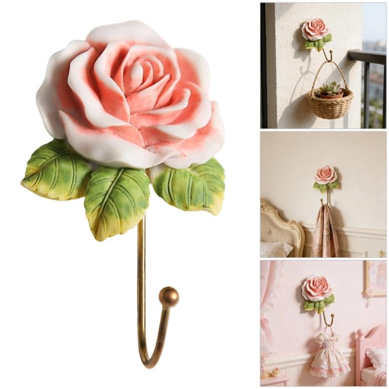 Artistic Heart Shape Wall Mount Hook With Floral Rose Designs Great For Organizing Small Items