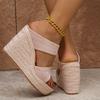 Sommer Trend Espadrille Plateau Keilabsatz Pantoletten Sandalen Klobiger Plateau Freizeit Damen Bequeme Strandschuhe Sandalen