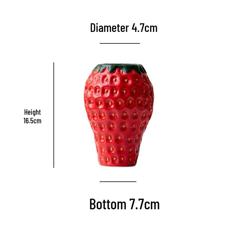 Vaso in Ceramica Fragola per Fiori Freschi o Secchi - Elegante Decorazione per la Casa e Ornamento per l'Ingresso