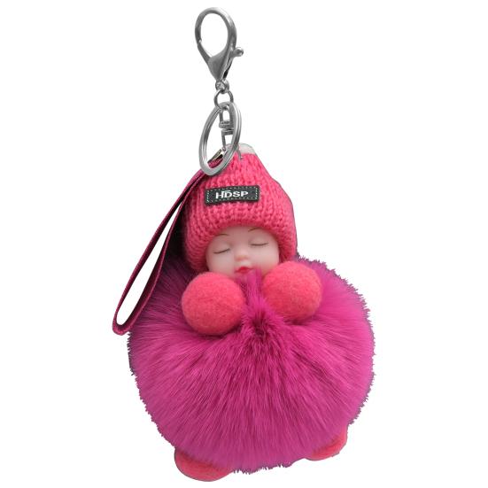 Brelocuri de Păpușă Pufoase Bebeluș Adormit Pălărie Tricotată Multicoloră Purtată Breloc pentru Bebeluș pentru Femei