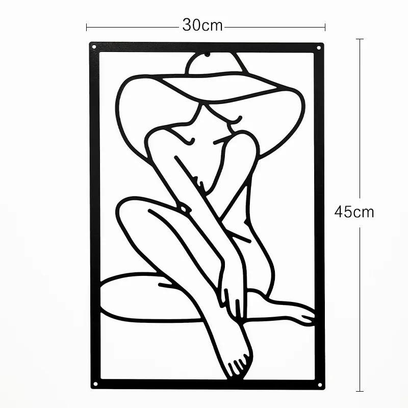 Modern Simple Abstract Female Line Decoration Background Wall Living Room Wall Decoration Hanging Painting Metal Material