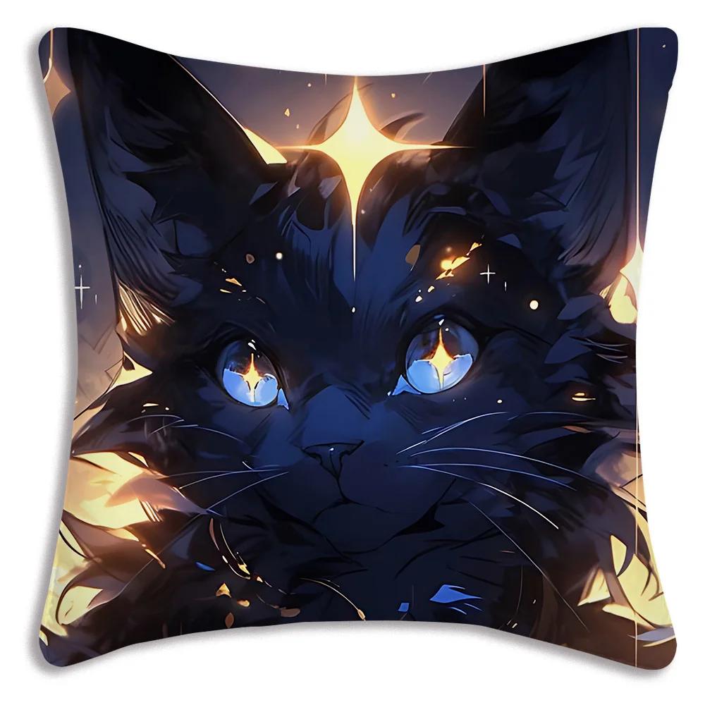 Kawaii Kreslený Roztomilá Kočka Herní Potahy na Polštáře Kreslený Dekorativní Potah na Polštář pro Domácí Pohovku s Potiskem Roztomilý Potah na Polštář