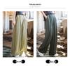 Wide-Leg Straight Pants: Women's Spring 2025 High-Waist Loose Cotton & Linen Retro Style