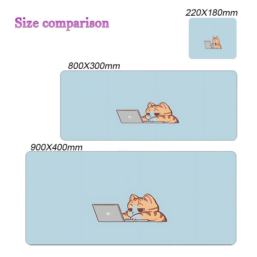 Cute Lazy Orange Cat Mouse Pad Large Computer Office Game Table Mat Rubber Anti-slip Stitched Keyboard Mats 90x40 XXL Desk Pads