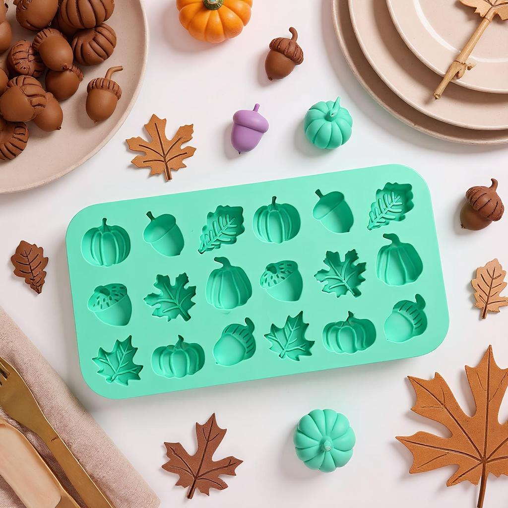 Fall Silicone Baking Molds Candy Chocolate Fondant Non-Stick Cake Decorating Tools Thanksgiving Day Maple Leaves Pumpkin Mold