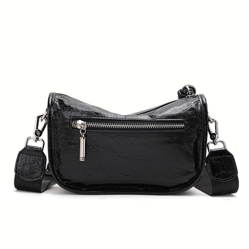Aidrani New Women's Underarm Bag, Made of Cowhide Material with Pleated Design, Can Be Worn On One Shoulder or Crossbody