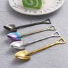 Multi-color Stainless Steel Spoon Fork Shovel Shape Ice Cream Spoon Creative Long Handle Ice Cream Coffee Tools Kitchen Supplies