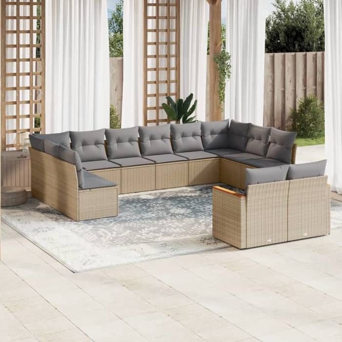 VidaXL Salon de Jardin avec Coussins 12 pcs, Canapés de Terrasse, Ensemble de Meubles de Patio, Mobilier d'Extérieur, 3226444
