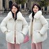 Short Down Cotton Jacket Women's Winter Big Fur Collar Loose Lapel Bread Jacket