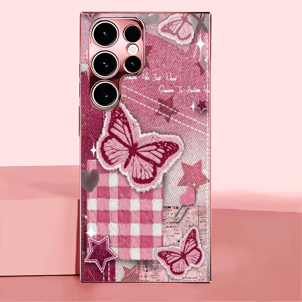 

Star and butterfly pattern Madam pink Glass PhoneCase for Samsung Galaxy S26 S25 S24 S23 S22 S21 FE Ultra Plus Dropresistant GalaxyS25