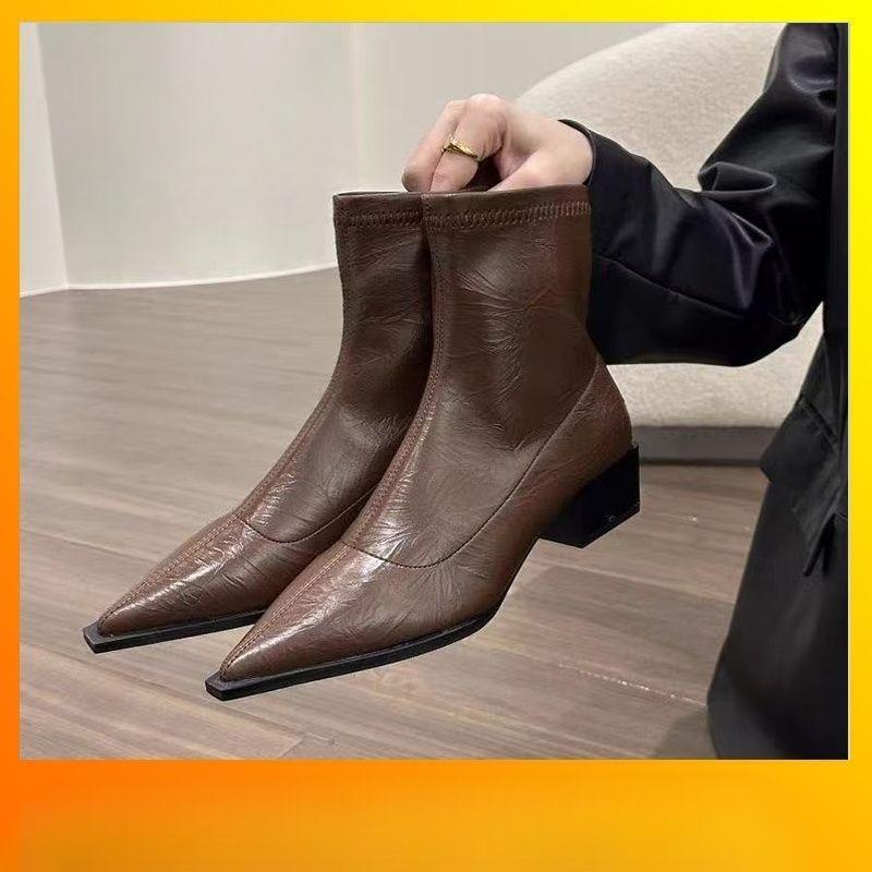 

Naked Shoes, Pointed Boots, New Women s Shoes, Single Boots, Fashionable and Casual Ankle Boots 40 коричневий