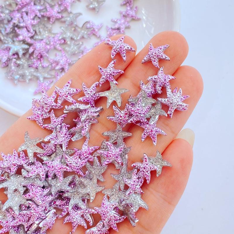 100Pcs New Cute Resin 8mm Cartoon Small Starfish Series Flat Back Fit Phone Deco Parts Embellishments for Hair Bows Accessories