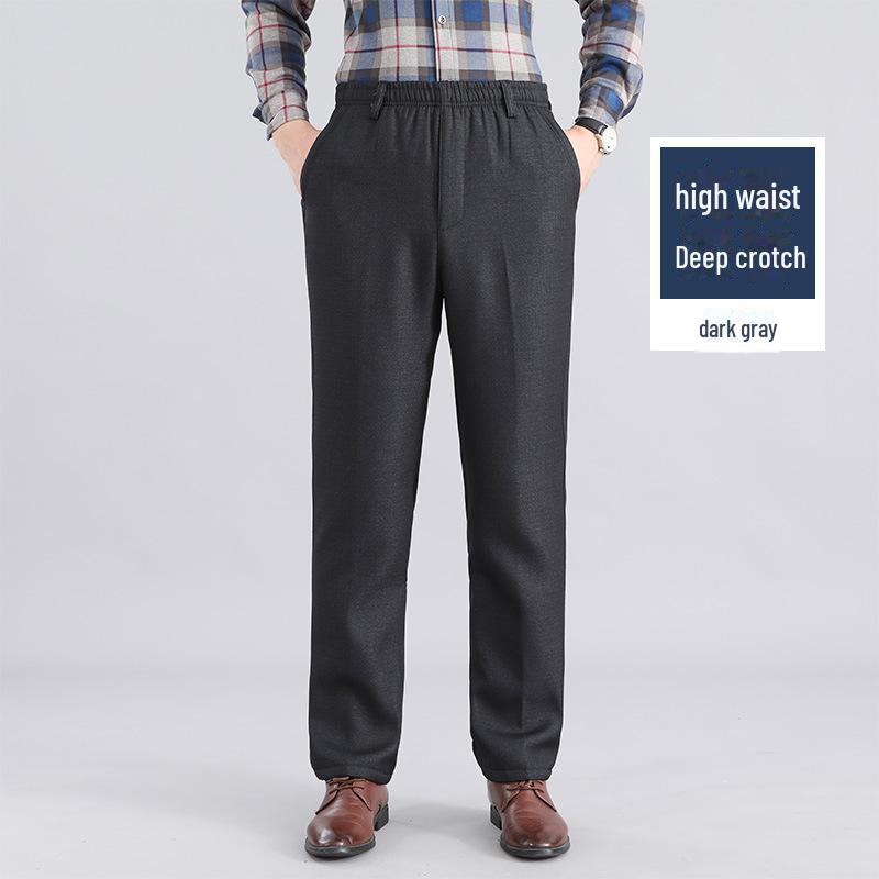 

Мужские повседневные брюки с эластичным поясом - Осень/Зима, свободный крой для людей среднего и пожилого возраста 3XL [Waist 2.7-2.8 feet, 145-165 jin]