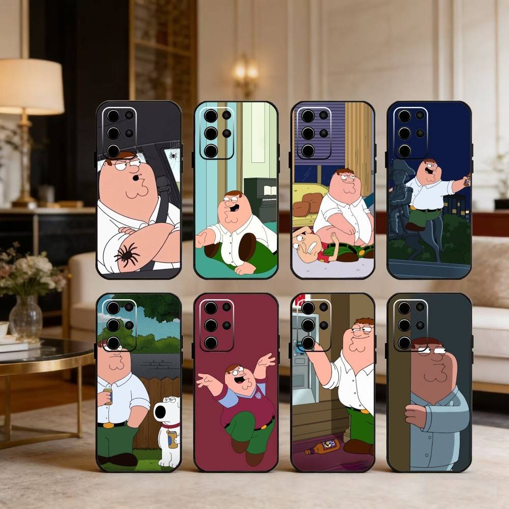 F-Family Funny Guy Phone Case For Samsung S25,S24,S21,S22,S23,S30,Ultra,S20,Plus,Fe,Note,5G Black Cover