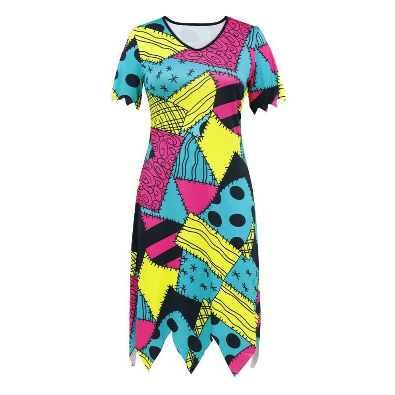 Christmas Horror Night Sally Dress Halloween Costume Irregular Dress Kids Play Costume