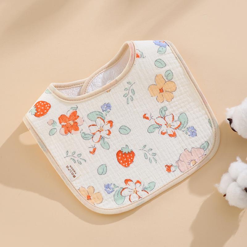Class A Newborn Baby Saliva Towel Crepe Waterproof Petal Bib Autumn Winter Children Eating Cartoon Cotton Bib